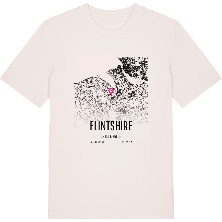 Flintshire karta t-shirt – t-shirt från PinShirt