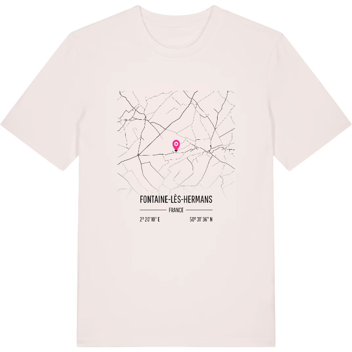 Fontaine-lès-Hermans karta t-shirt – t-shirt från PinShirt