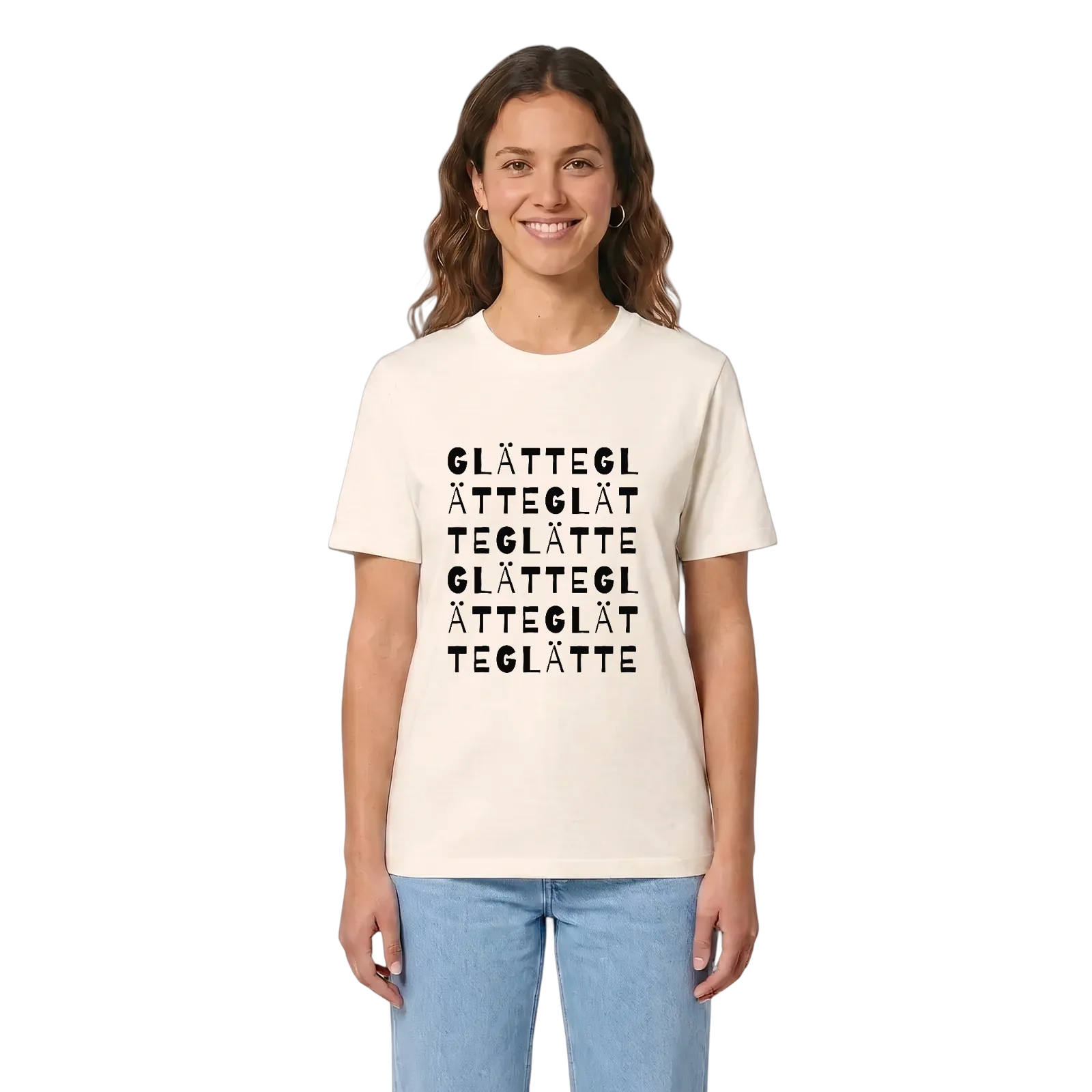 Glätte ordlek t-shirt – Vintage White, i miljö