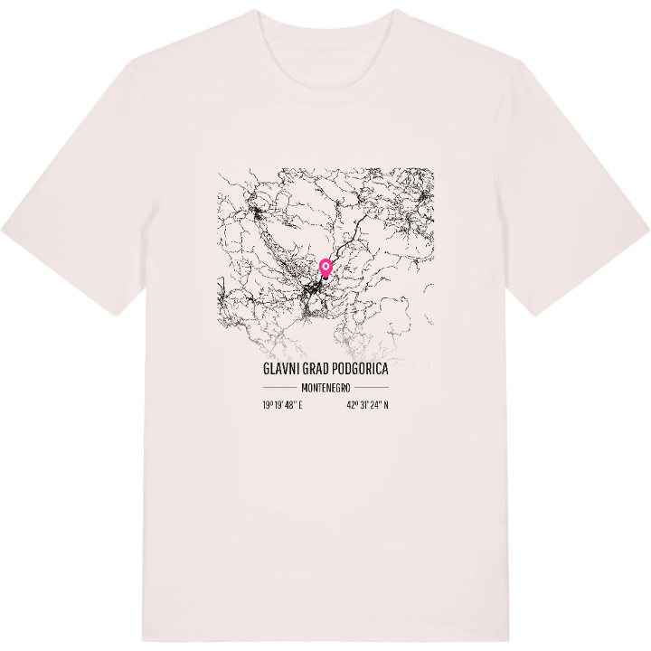 Glavni grad Podgorica karta t-shirt – t-shirt från PinShirt