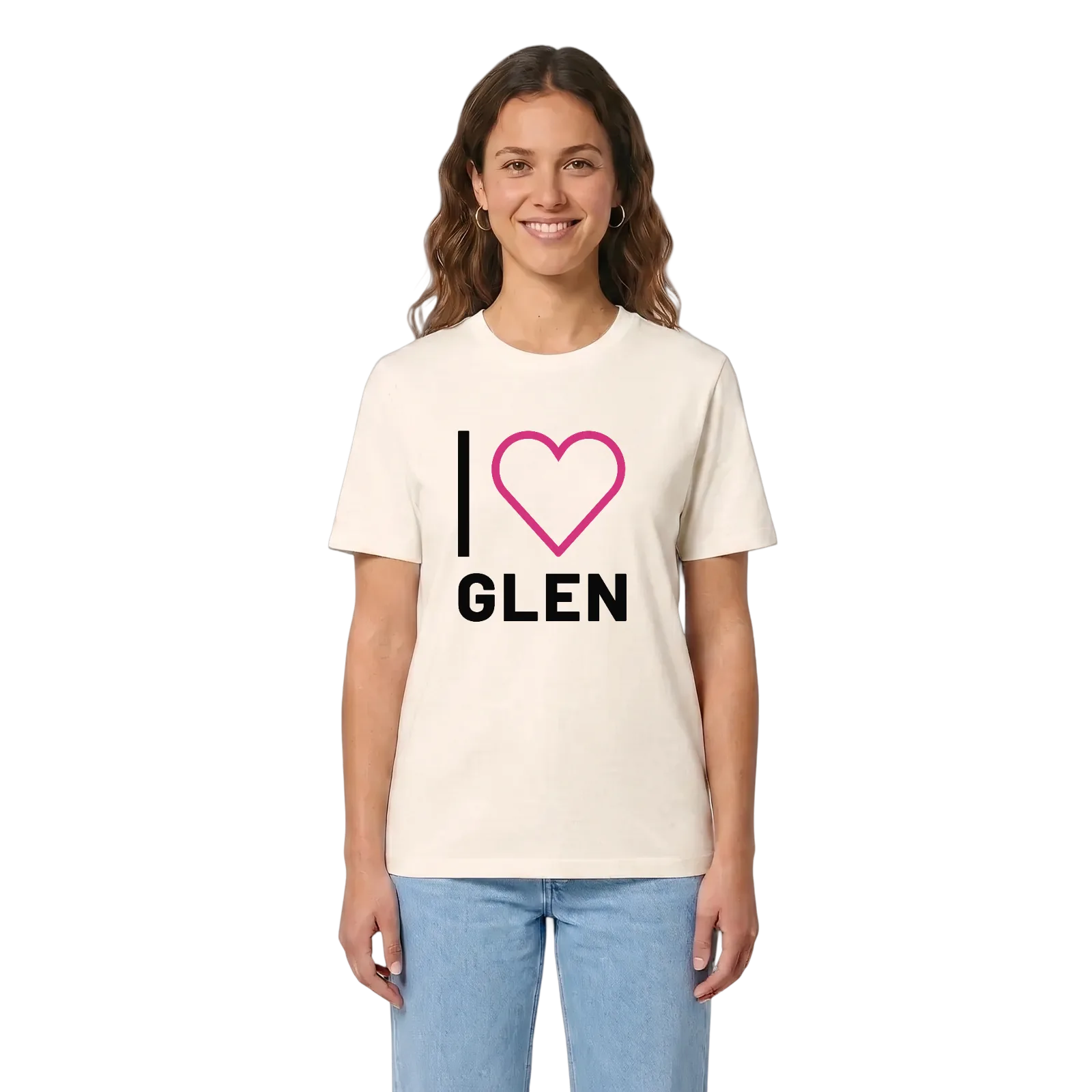 Jag älskar Glen t-shirt stort tryck – Vintage White, i miljö