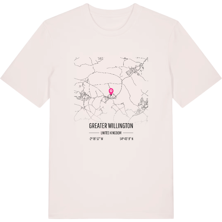Greater Willington karta t-shirt – t-shirt från PinShirt