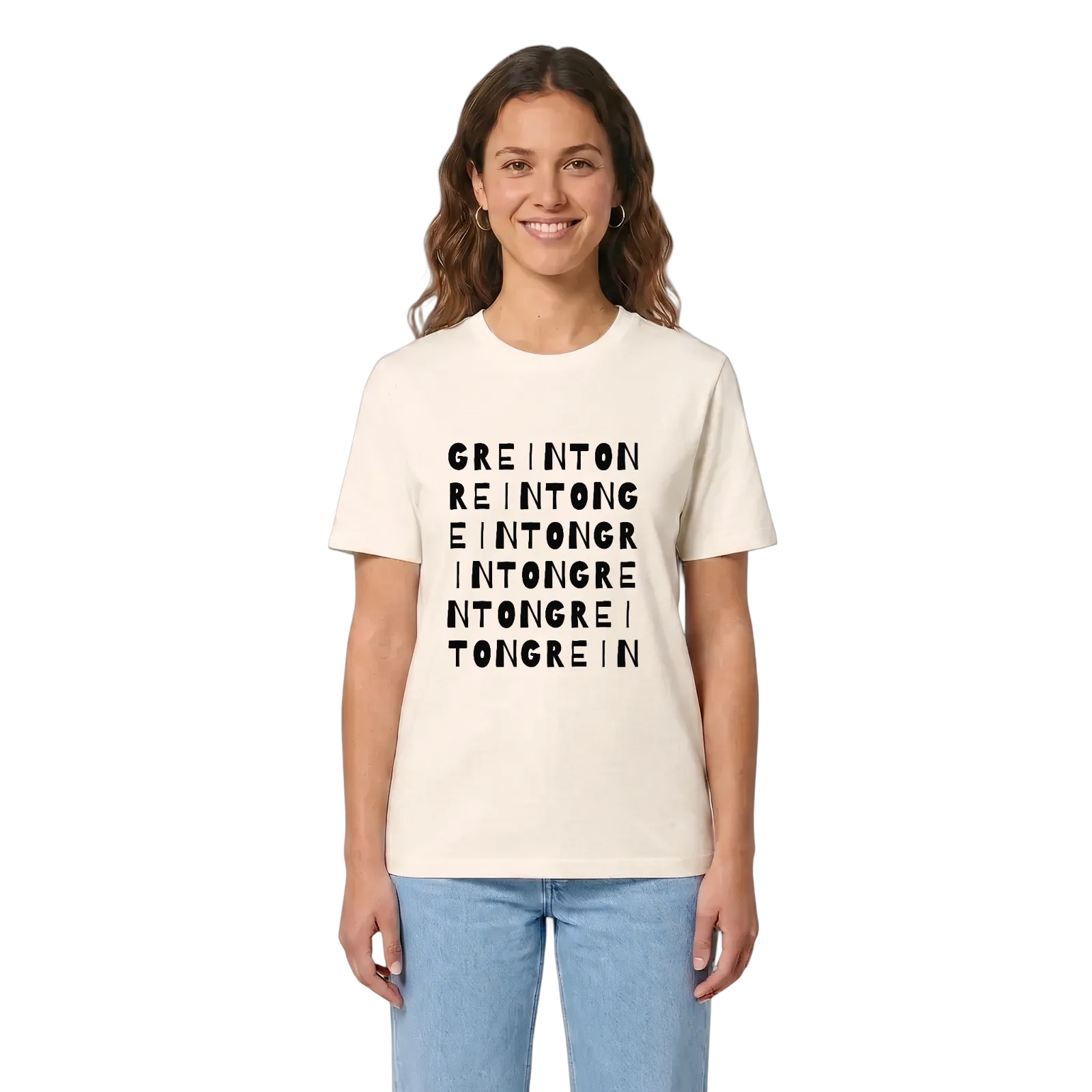 Greinton ordlek t-shirt – Vintage White, i miljö