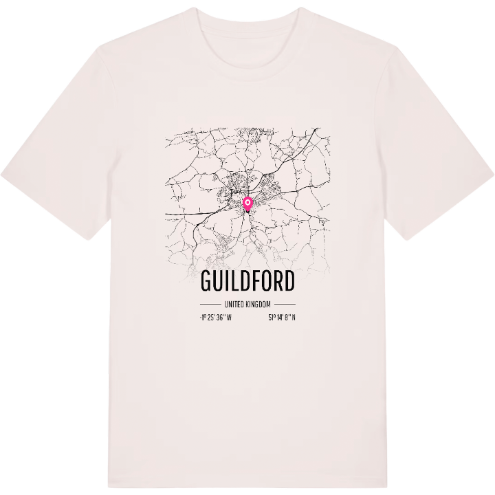 Guildford karta t-shirt – t-shirt från PinShirt