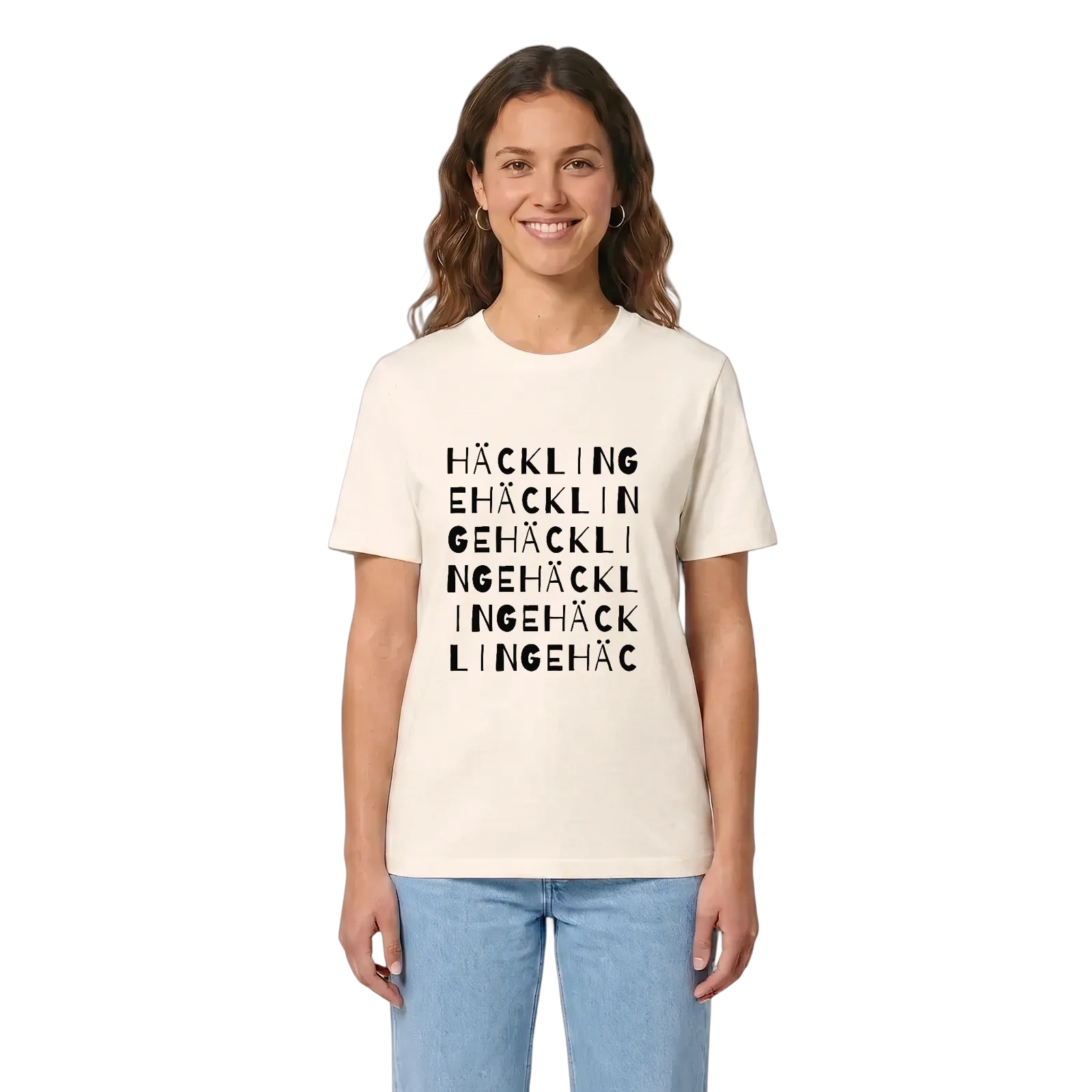 Häcklinge ordlek t-shirt – Vintage White, i miljö
