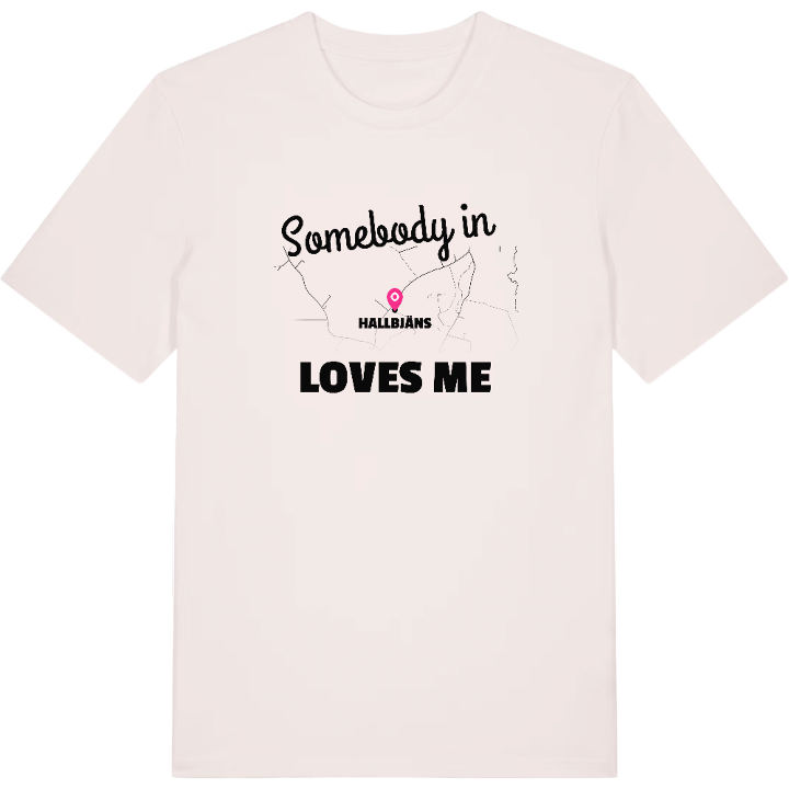 Någon i Hallbjäns älskar mig t-shirt – t-shirt från PinShirt