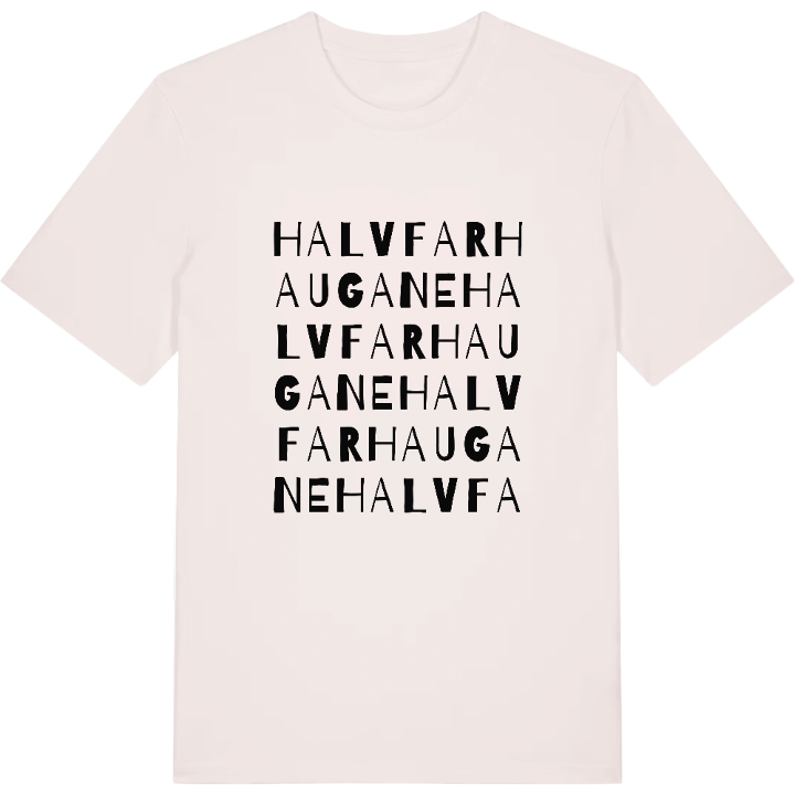 Halvfarhaugane ordlek t-shirt – t-shirt från PinShirt