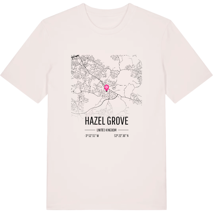 Hazel Grove karta t-shirt – t-shirt från PinShirt