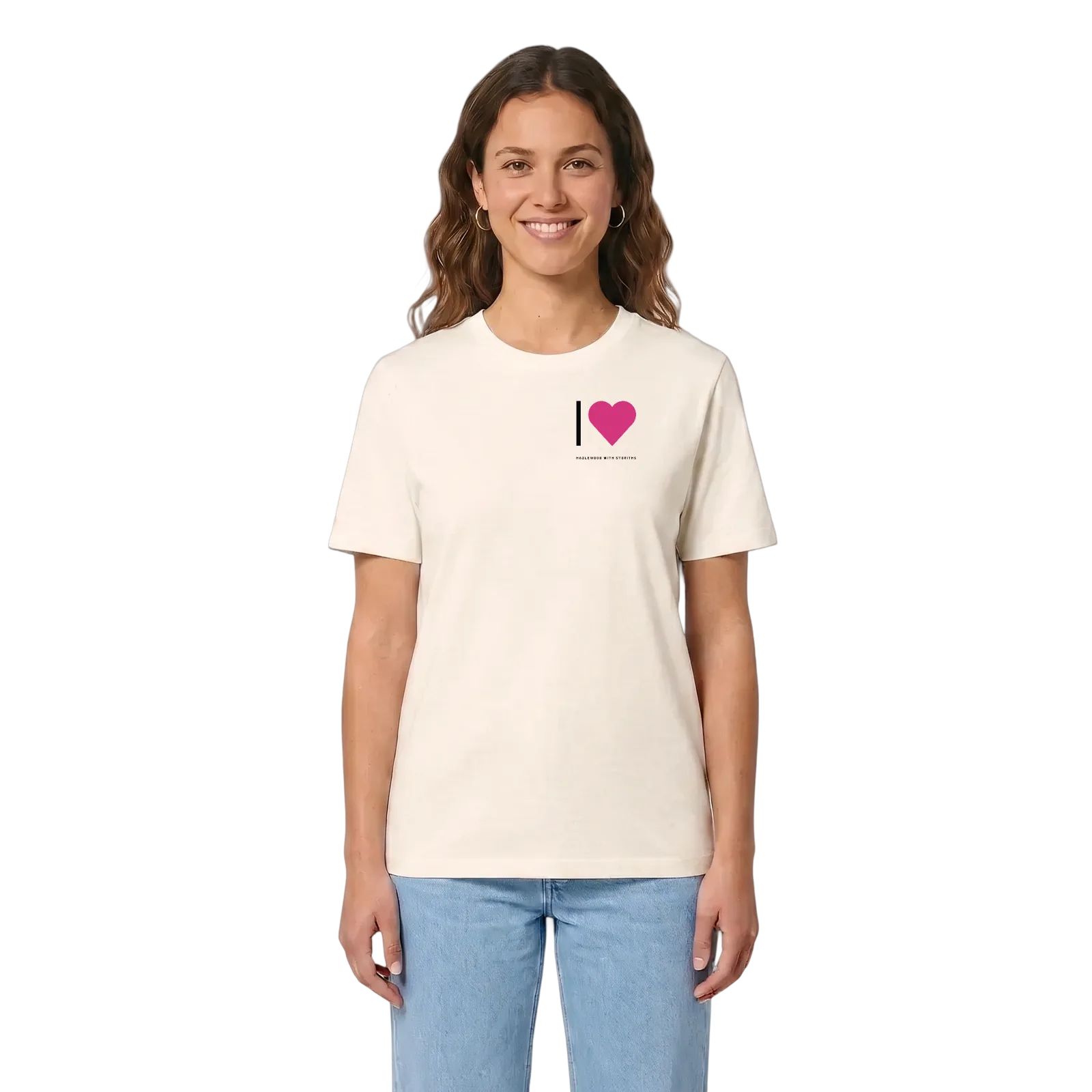 Jag älskar Hazlewood with Storiths t-shirt litet tryck – Vintage White, i miljö