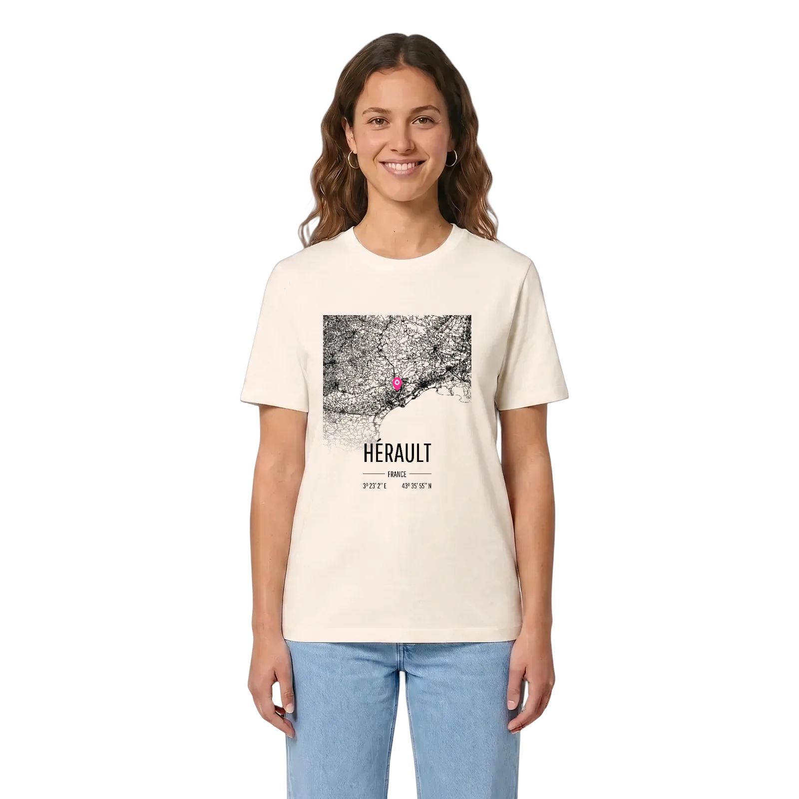 Hérault karta t-shirt – Vintage White, i miljö