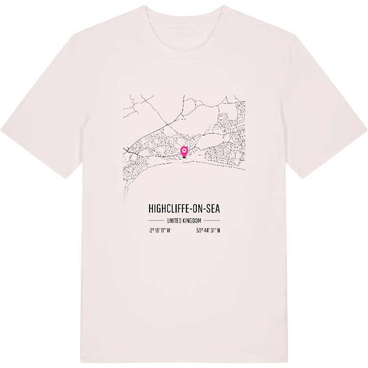 Highcliffe-on-Sea karta t-shirt – t-shirt från PinShirt