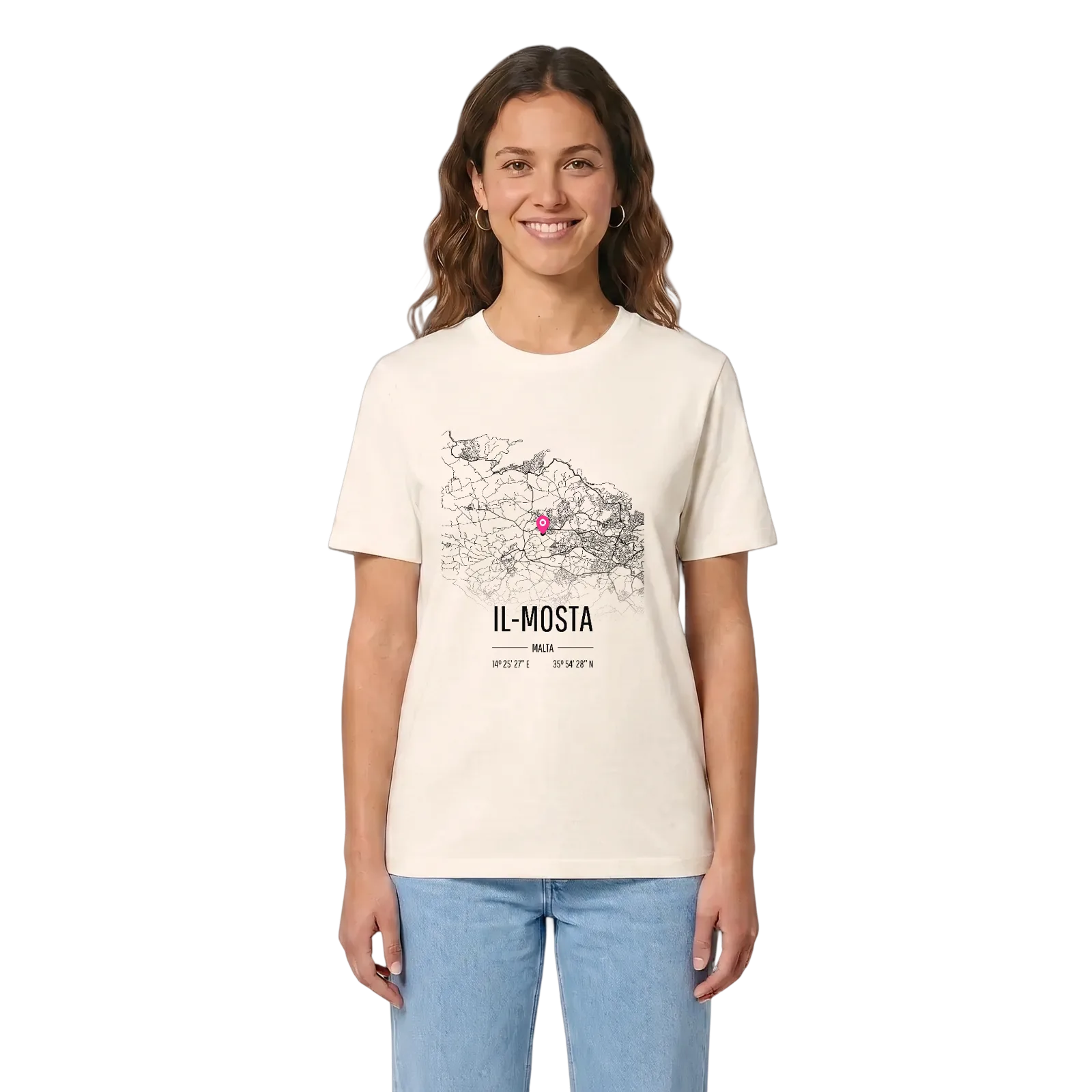 Il-Mosta karta t-shirt – Vintage White, i miljö