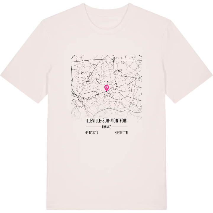 Illeville-sur-Montfort karta t-shirt – t-shirt från PinShirt