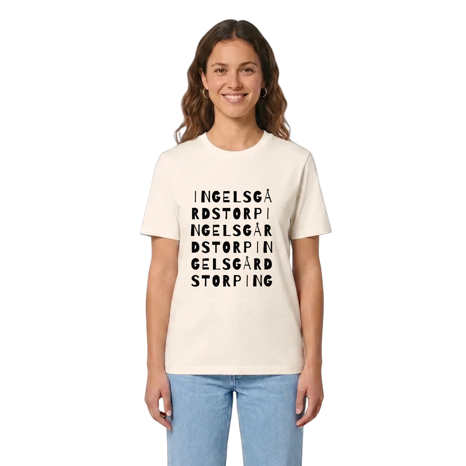 Ingelsgårdstorp ordlek t-shirt – Vintage White, i miljö