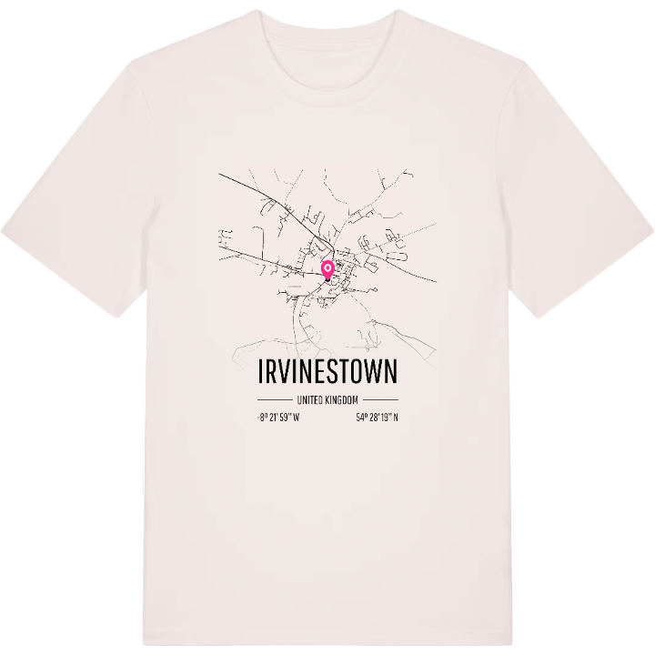 Irvinestown karta t-shirt – t-shirt från PinShirt