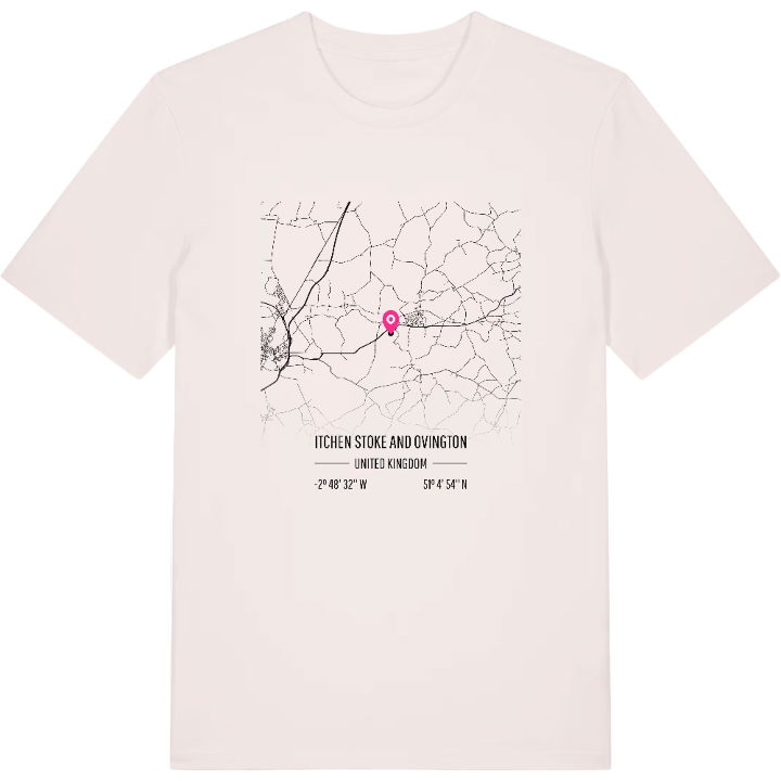 Itchen Stoke and Ovington karta t-shirt – t-shirt från PinShirt