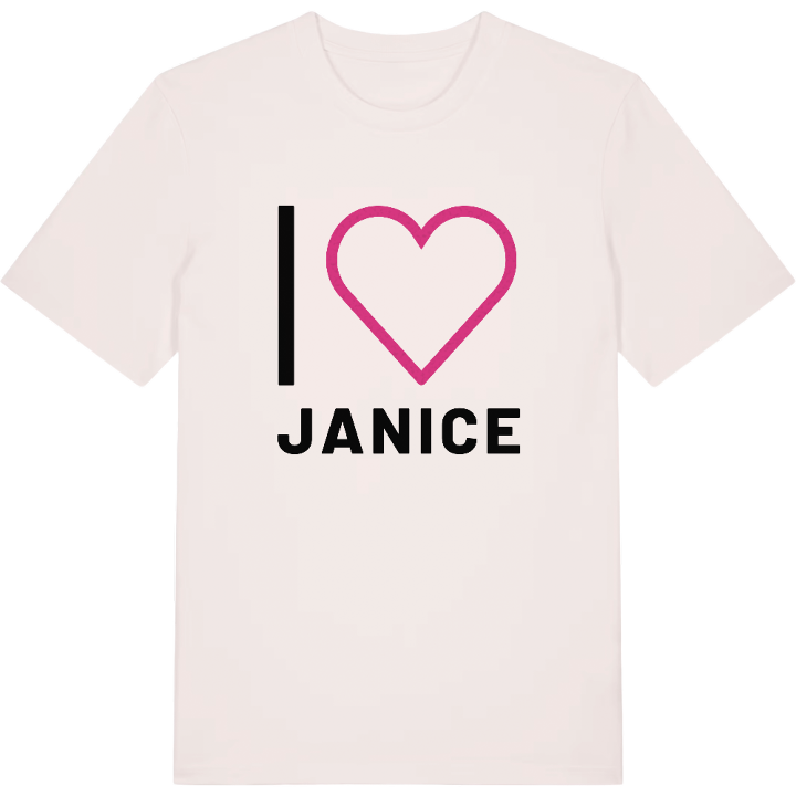 Jag älskar Janice t-shirt stort tryck – t-shirt från PinShirt