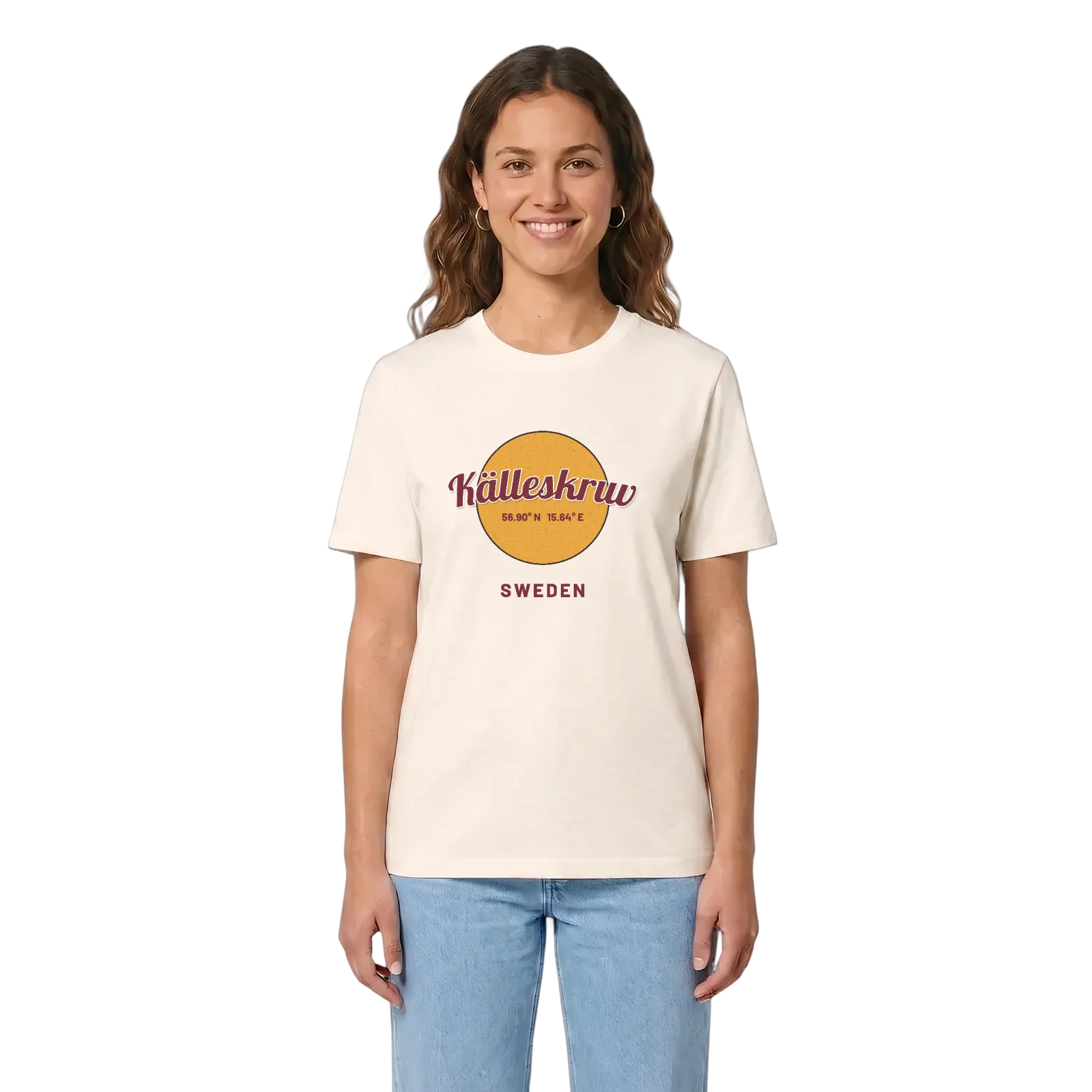 Källeskruv cirkel t-shirt – Vintage White, i miljö