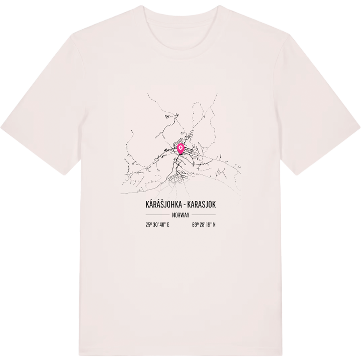 Kárášjohka - Karasjok karta t-shirt – t-shirt från PinShirt