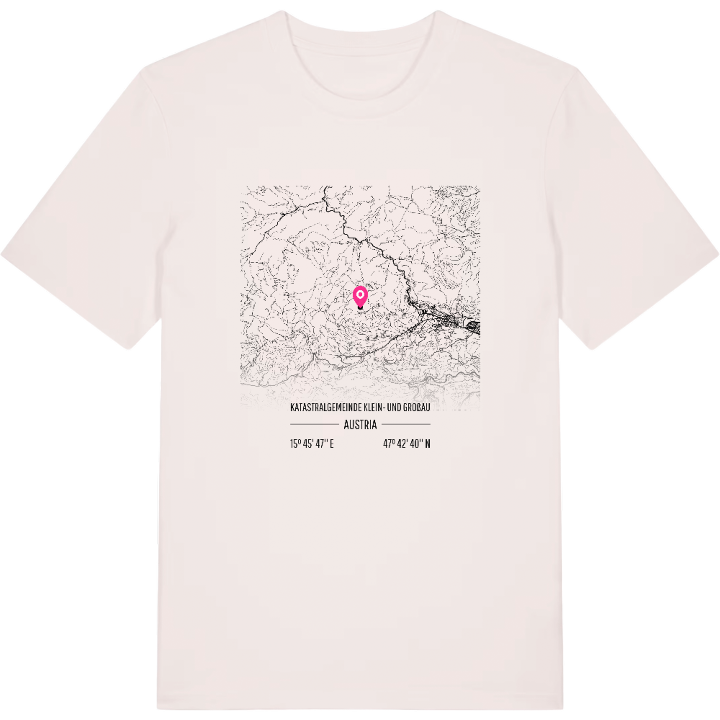 Katastralgemeinde Klein- und Großau karta t-shirt – t-shirt från PinShirt