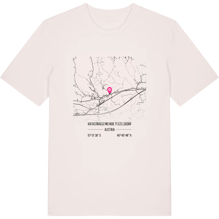 Katastralgemeinde Petzelsdorf karta t-shirt – t-shirt från PinShirt
