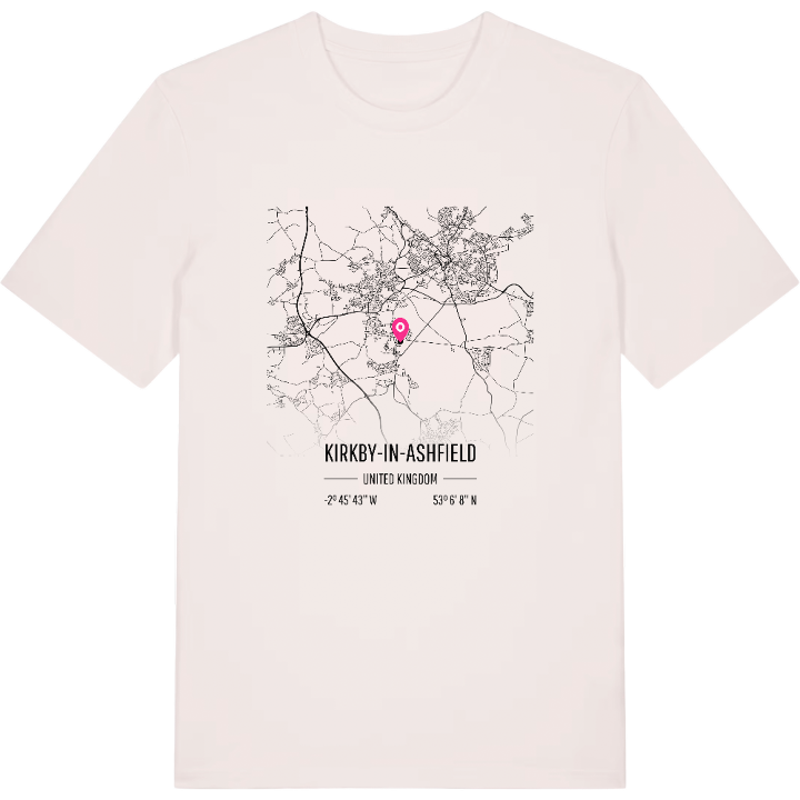 Kirkby-in-Ashfield karta t-shirt – t-shirt från PinShirt