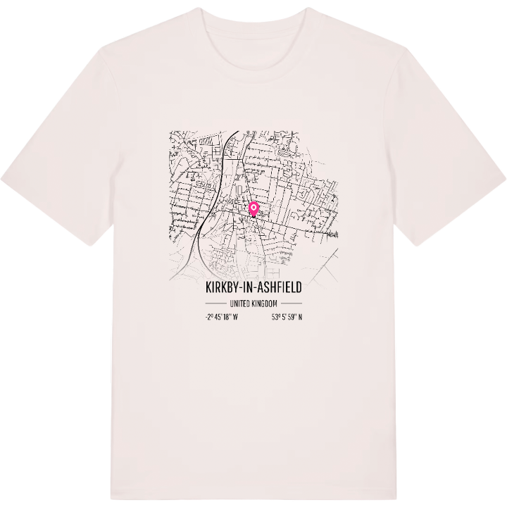 Kirkby-in-Ashfield karta t-shirt – t-shirt från PinShirt