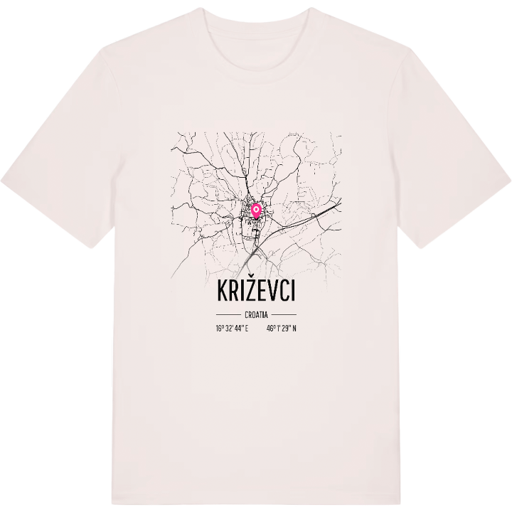 Križevci karta t-shirt – t-shirt från PinShirt