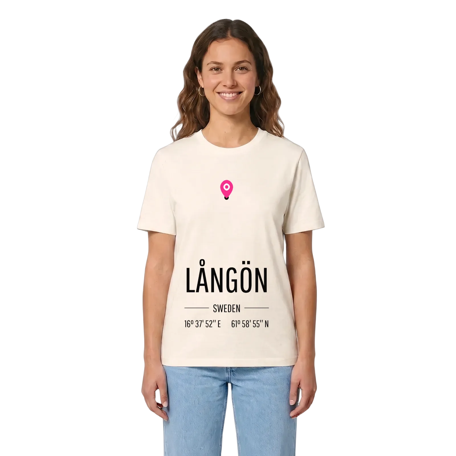 Långön karta t-shirt – Vintage White, i miljö