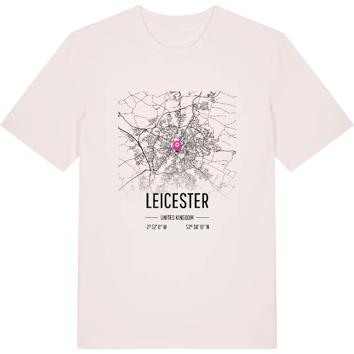 Leicester karta t-shirt – t-shirt från PinShirt
