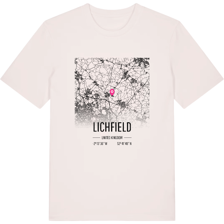 Lichfield karta t-shirt – t-shirt från PinShirt