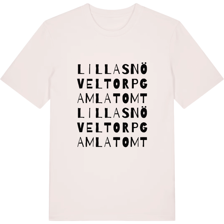 Lilla Snöveltorp gamla tomt ordlek t-shirt – t-shirt från PinShirt