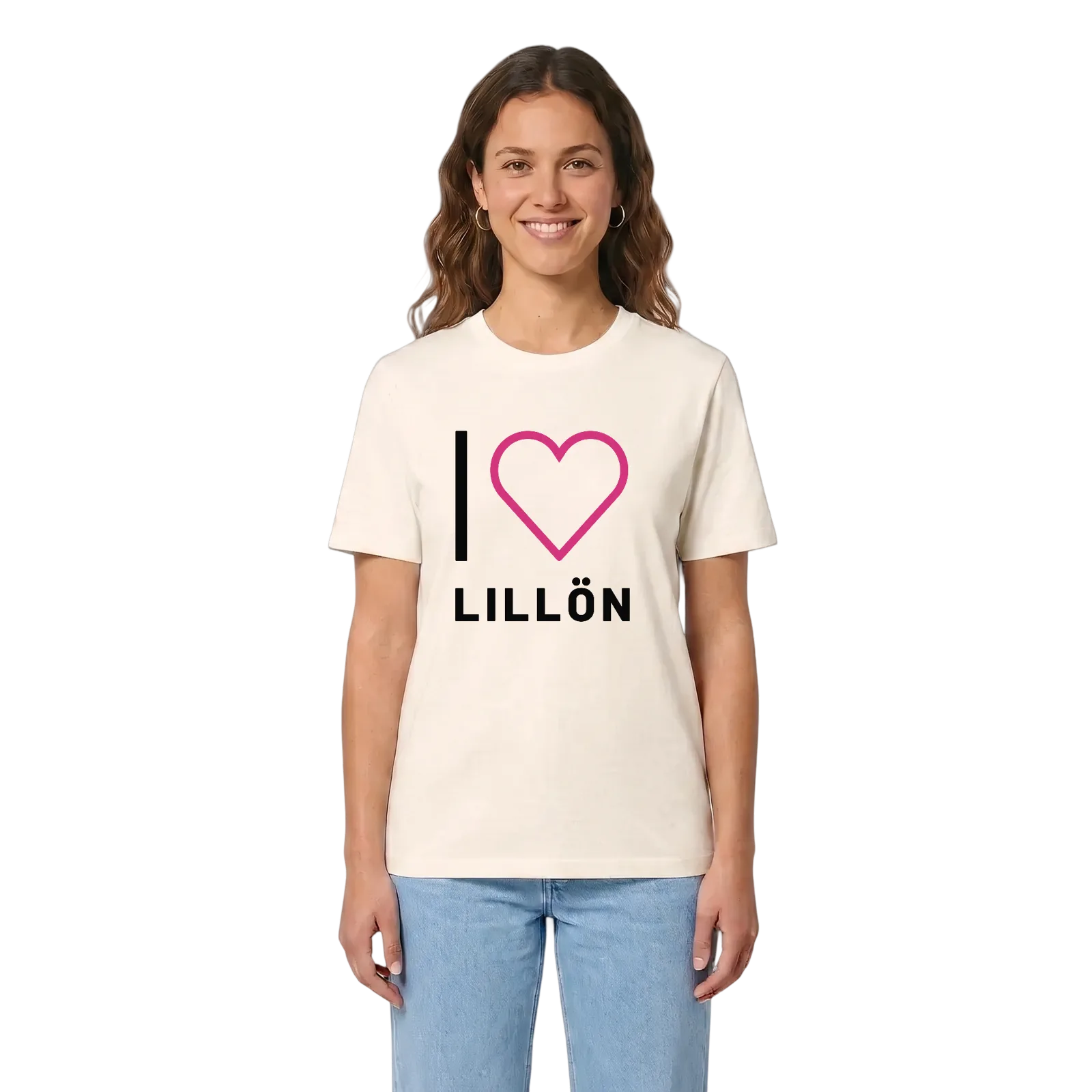 Jag älskar Lillön t-shirt stort tryck – Vintage White, i miljö