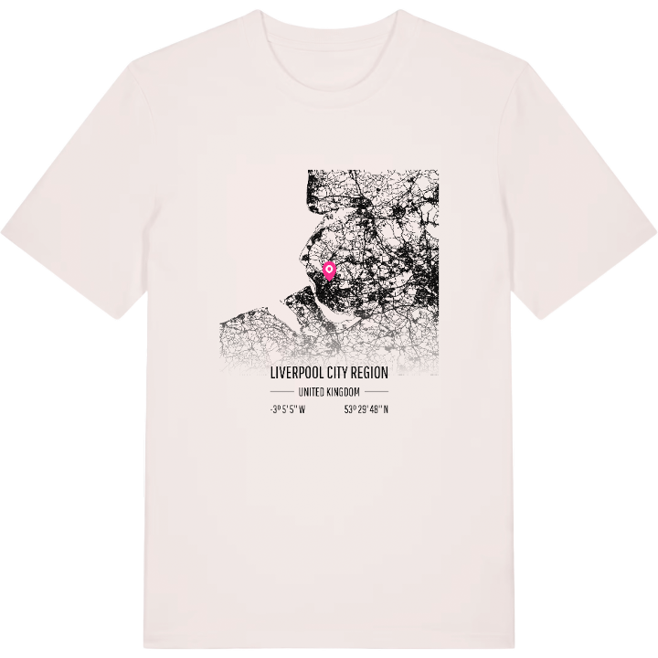 Liverpool City Region karta t-shirt – t-shirt från PinShirt