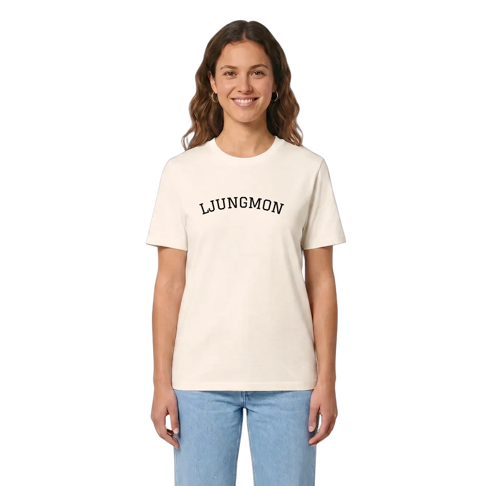 Ljungmon böjd t-shirt – Vintage White, i miljö