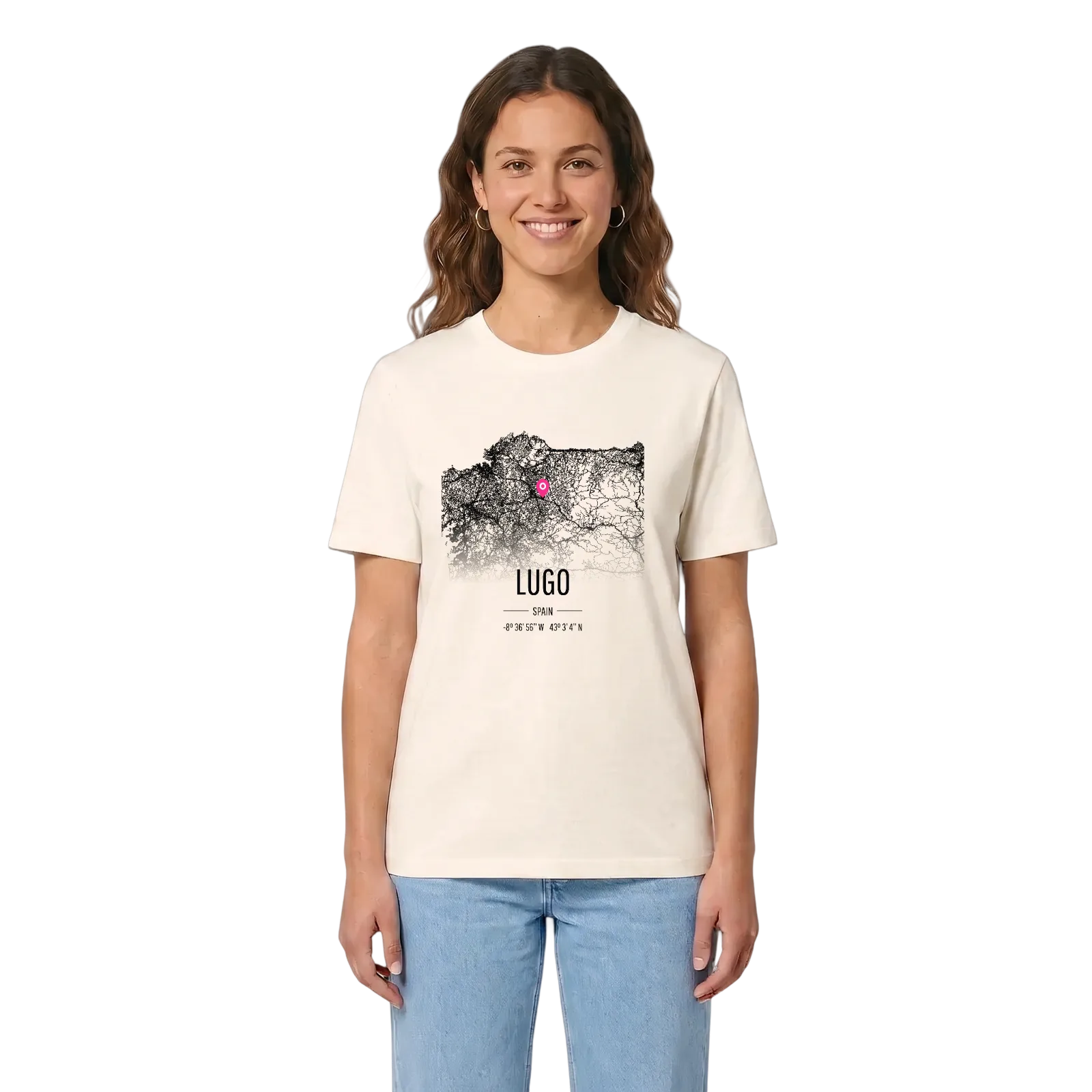 Lugo karta t-shirt – Vintage White, i miljö