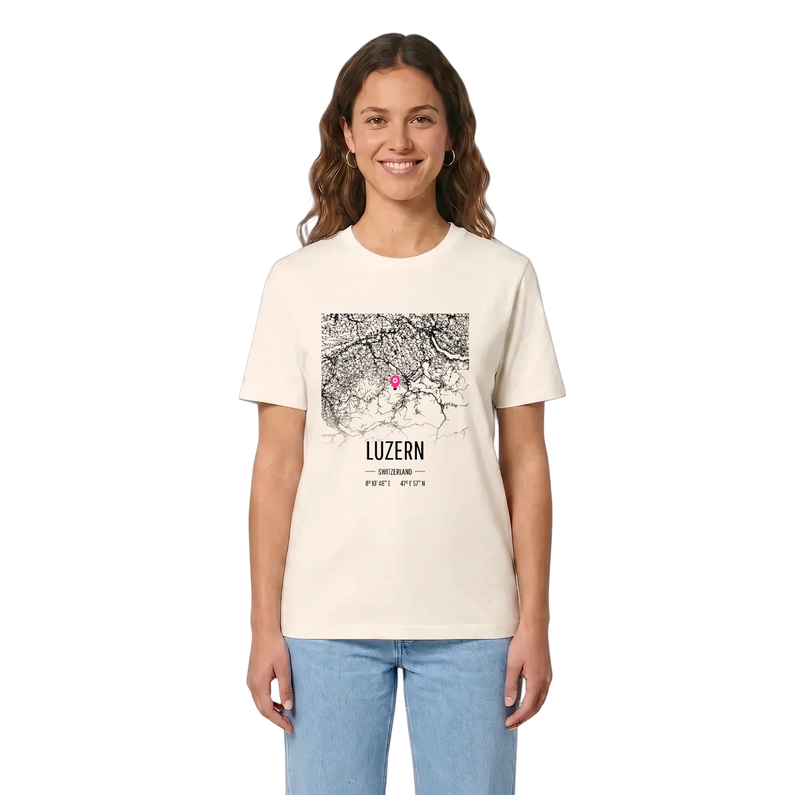 Luzern karta t-shirt – Vintage White, i miljö