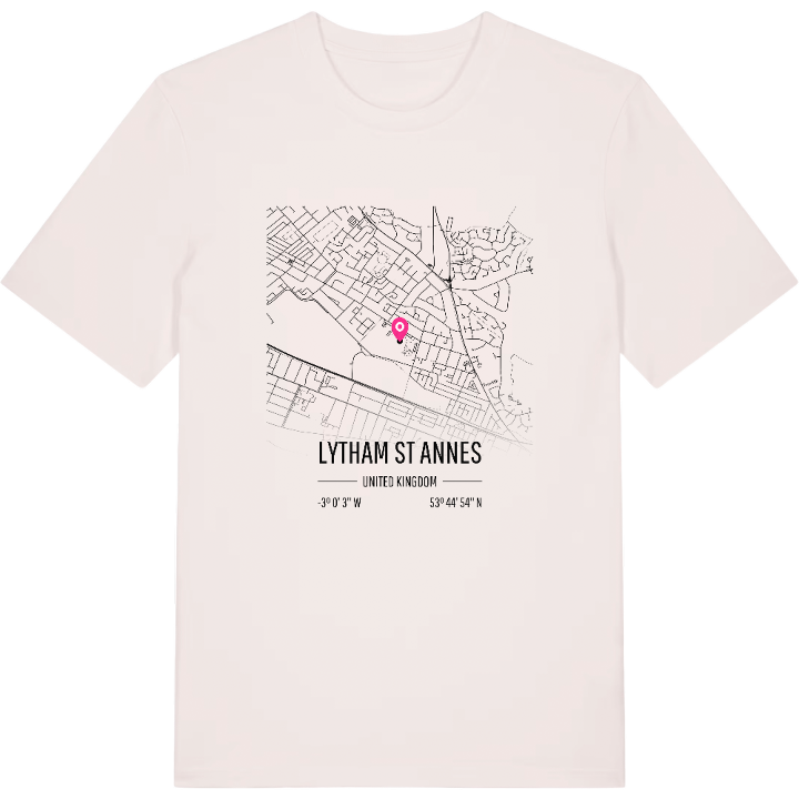 Lytham St Annes karta t-shirt – t-shirt från PinShirt