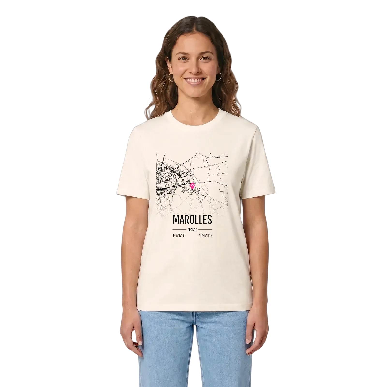 Marolles karta t-shirt – Vintage White, i miljö