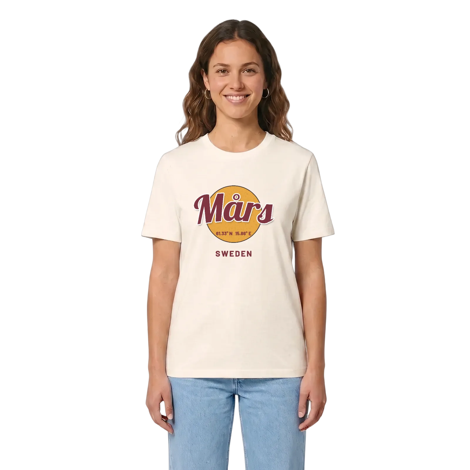 Mårs cirkel t-shirt – Vintage White, i miljö