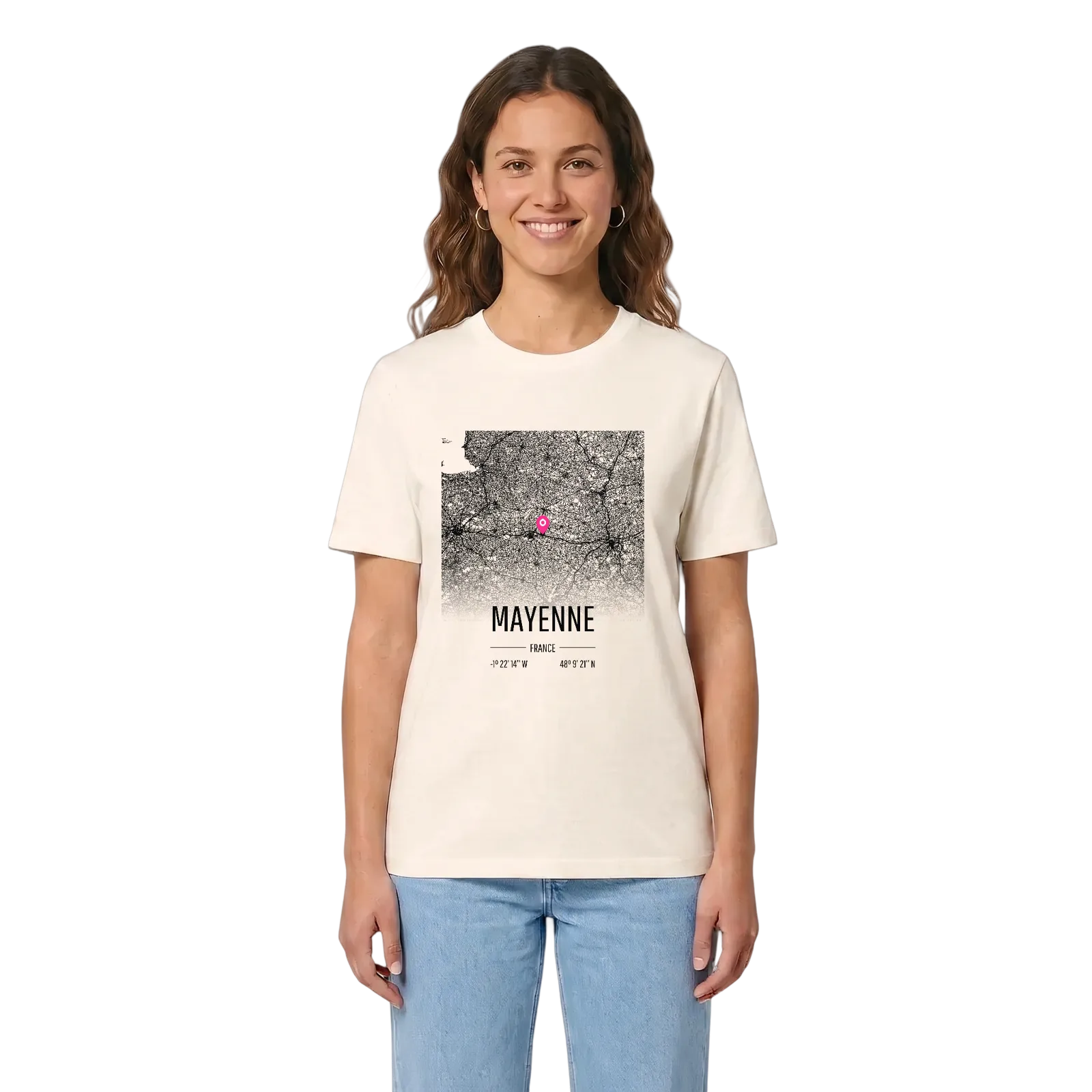 Mayenne karta t-shirt – Vintage White, i miljö