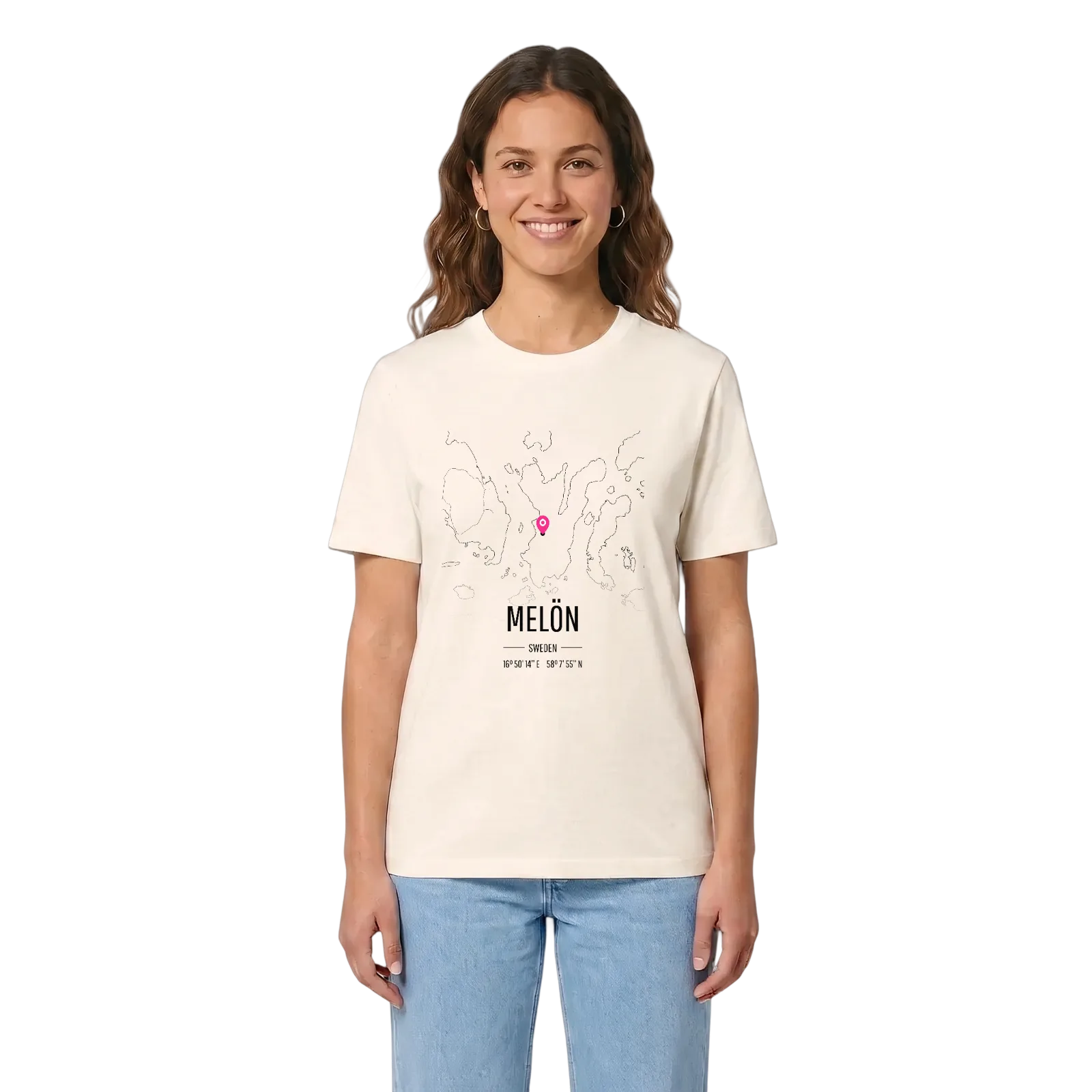 Melön karta t-shirt – Vintage White, i miljö