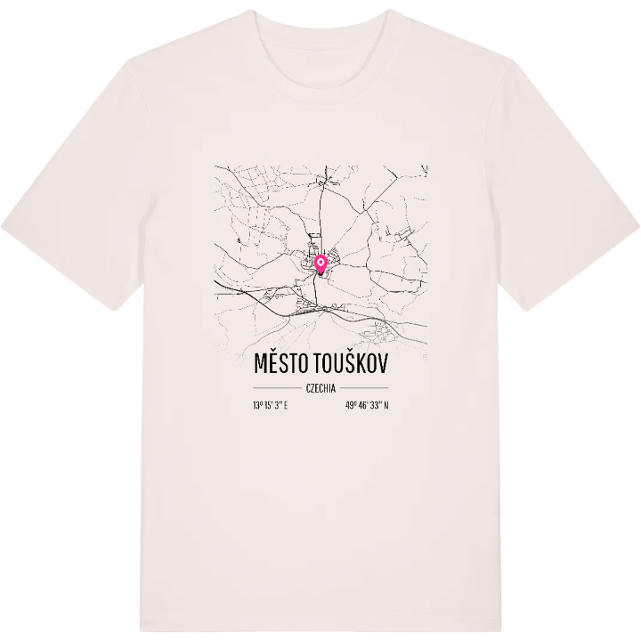 Město Touškov karta t-shirt – t-shirt från PinShirt