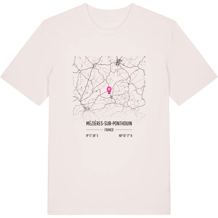 Mézières-sur-Ponthouin karta t-shirt – t-shirt från PinShirt