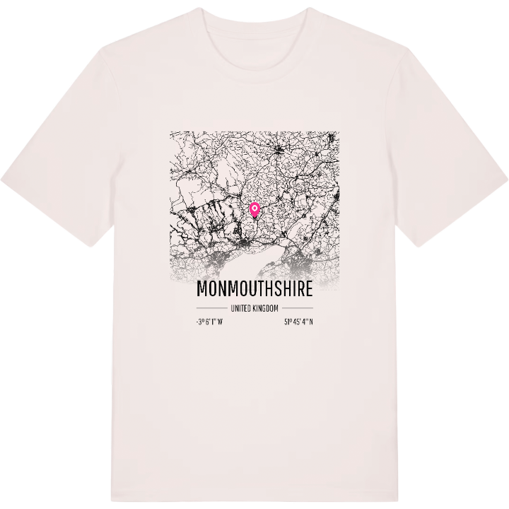 Monmouthshire karta t-shirt – t-shirt från PinShirt