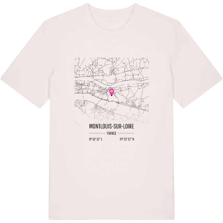 Montlouis-sur-Loire karta t-shirt – t-shirt från PinShirt