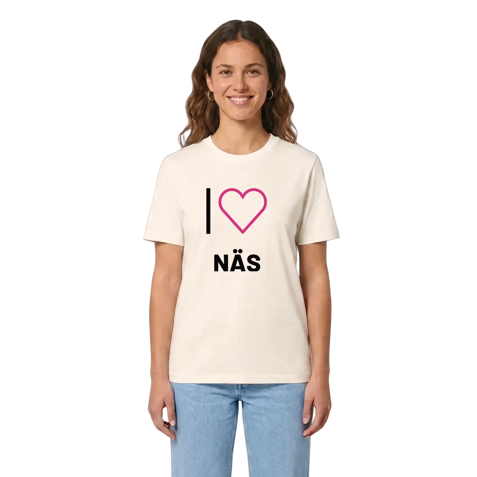 Jag älskar Näs t-shirt stort tryck – Vintage White, i miljö