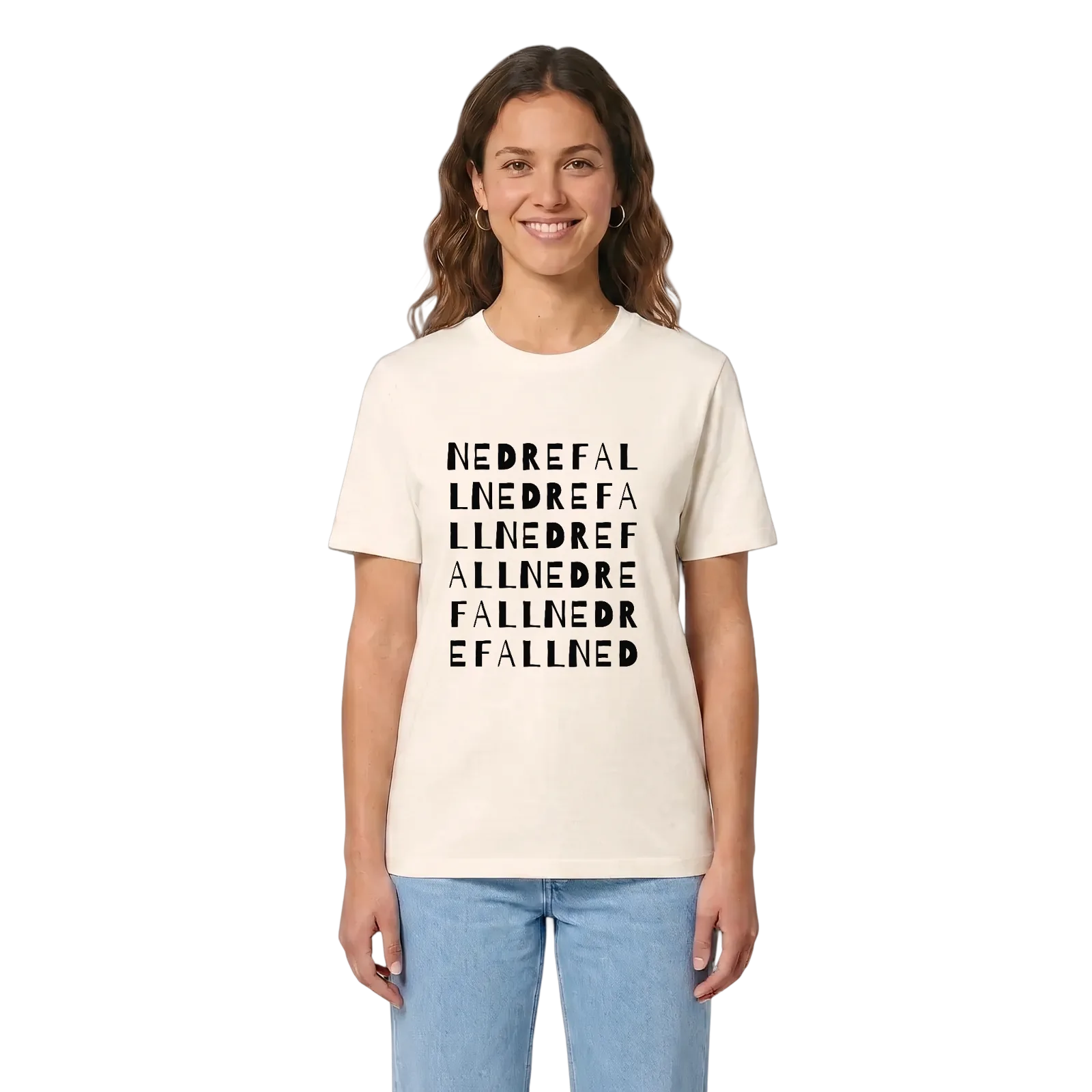 Nedre Fall ordlek t-shirt – Vintage White, i miljö