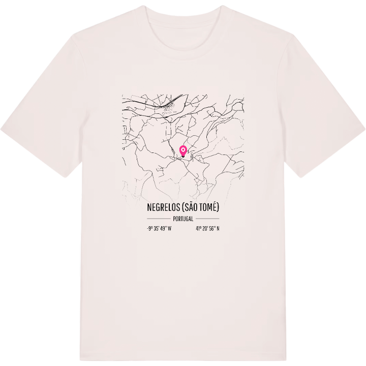 Negrelos (São Tomé) karta t-shirt – t-shirt från PinShirt