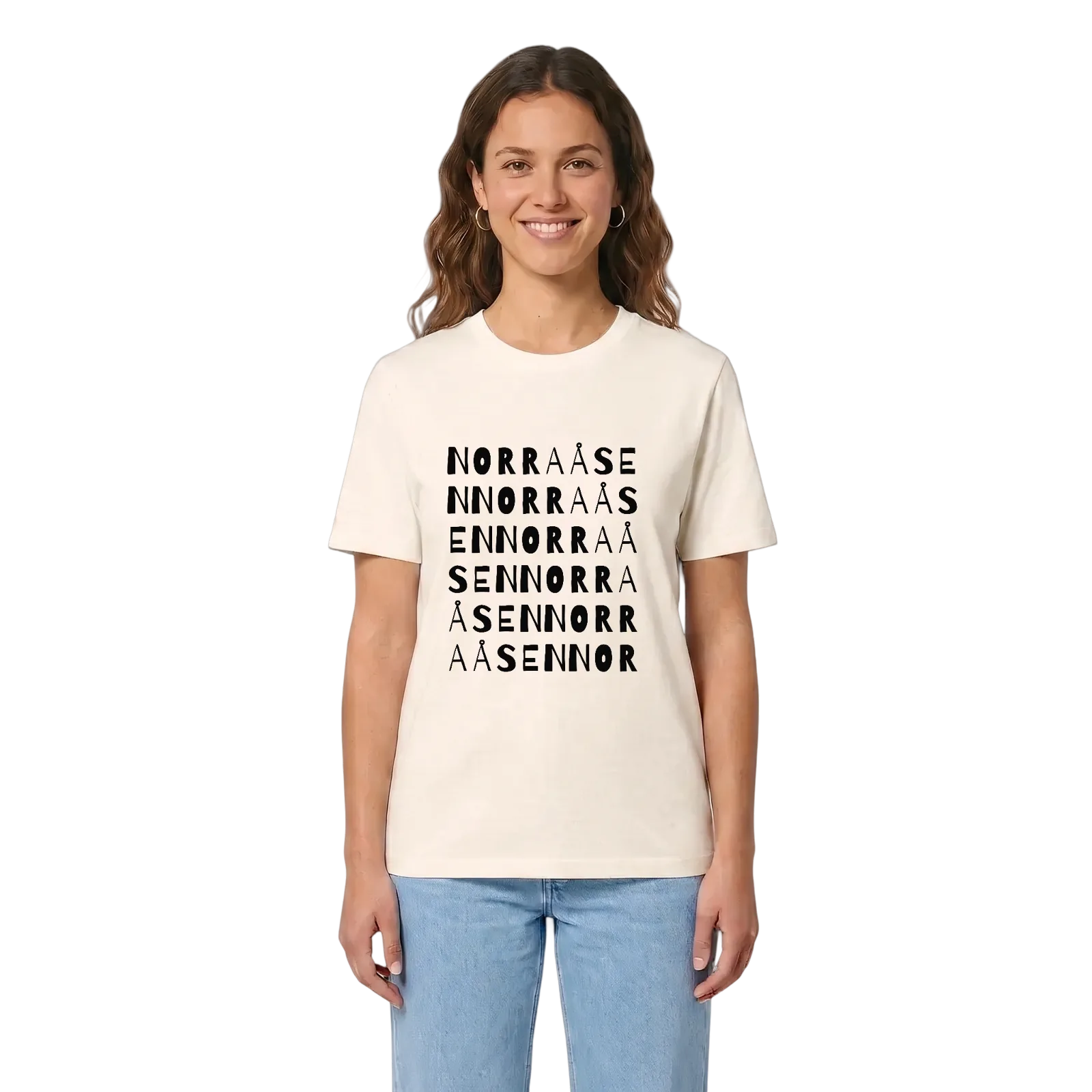 Norra Åsen ordlek t-shirt – Vintage White, i miljö